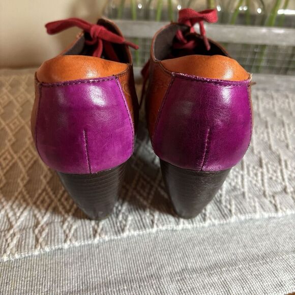 SOCOFY Multi-color  Embossed  Lace Up Ankle Retro/Vintage  Pumps  sz39 (8-8.5). - Picture 6 of 9